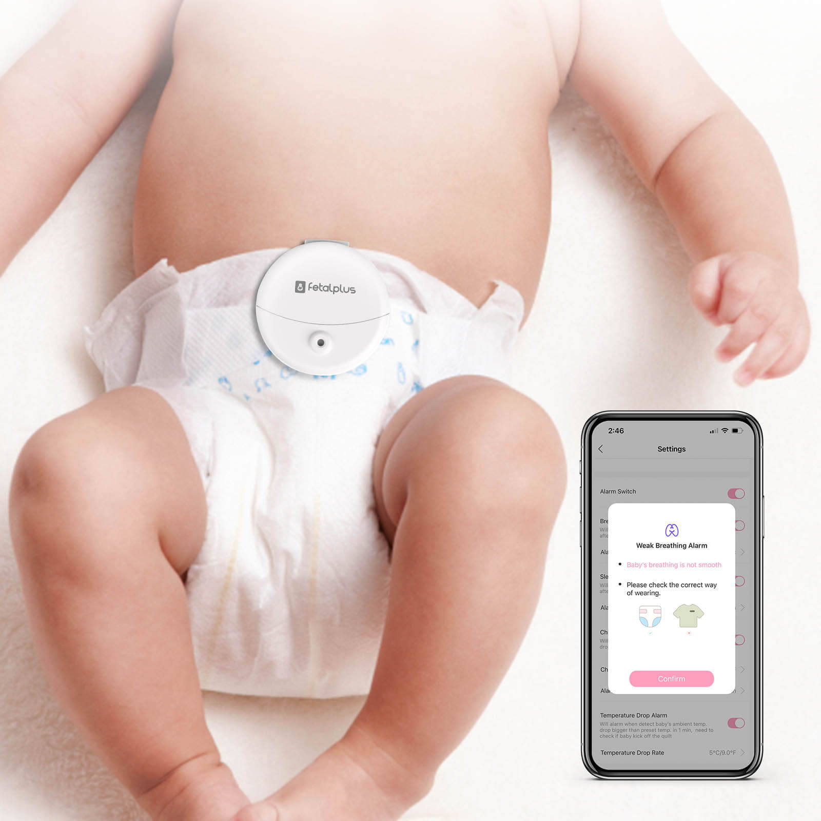 FetalPlus Baby Sleep Breathing Monitor & Wireless Smart Gateway